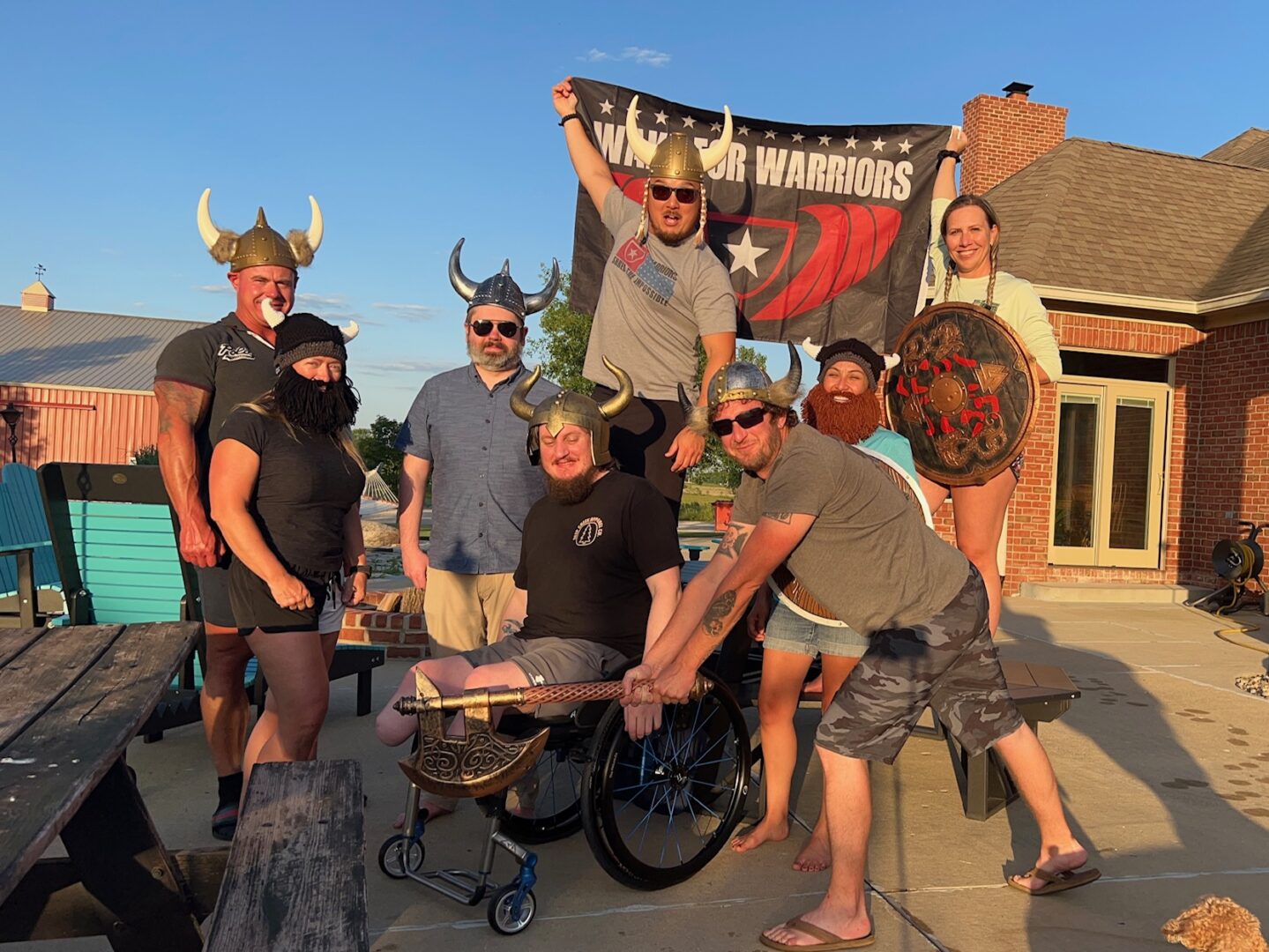 Wake For Warriors Group Wearing Solger Cap with Horns