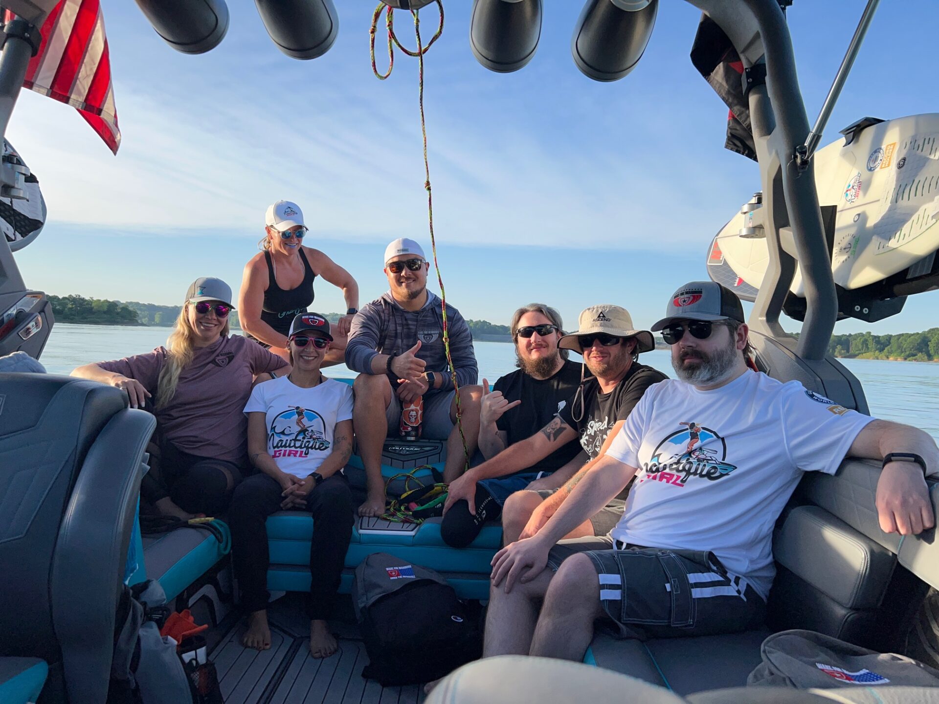 Nautique Girl Group Photo On Wakeboard Boat