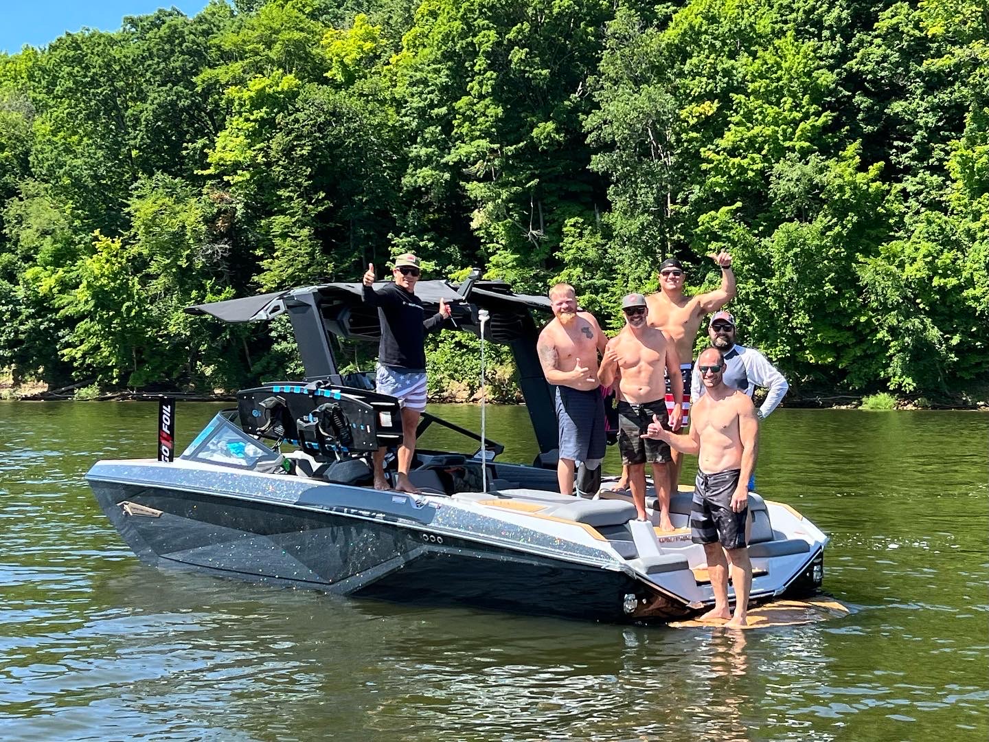 Company Friends Swimming Boat River