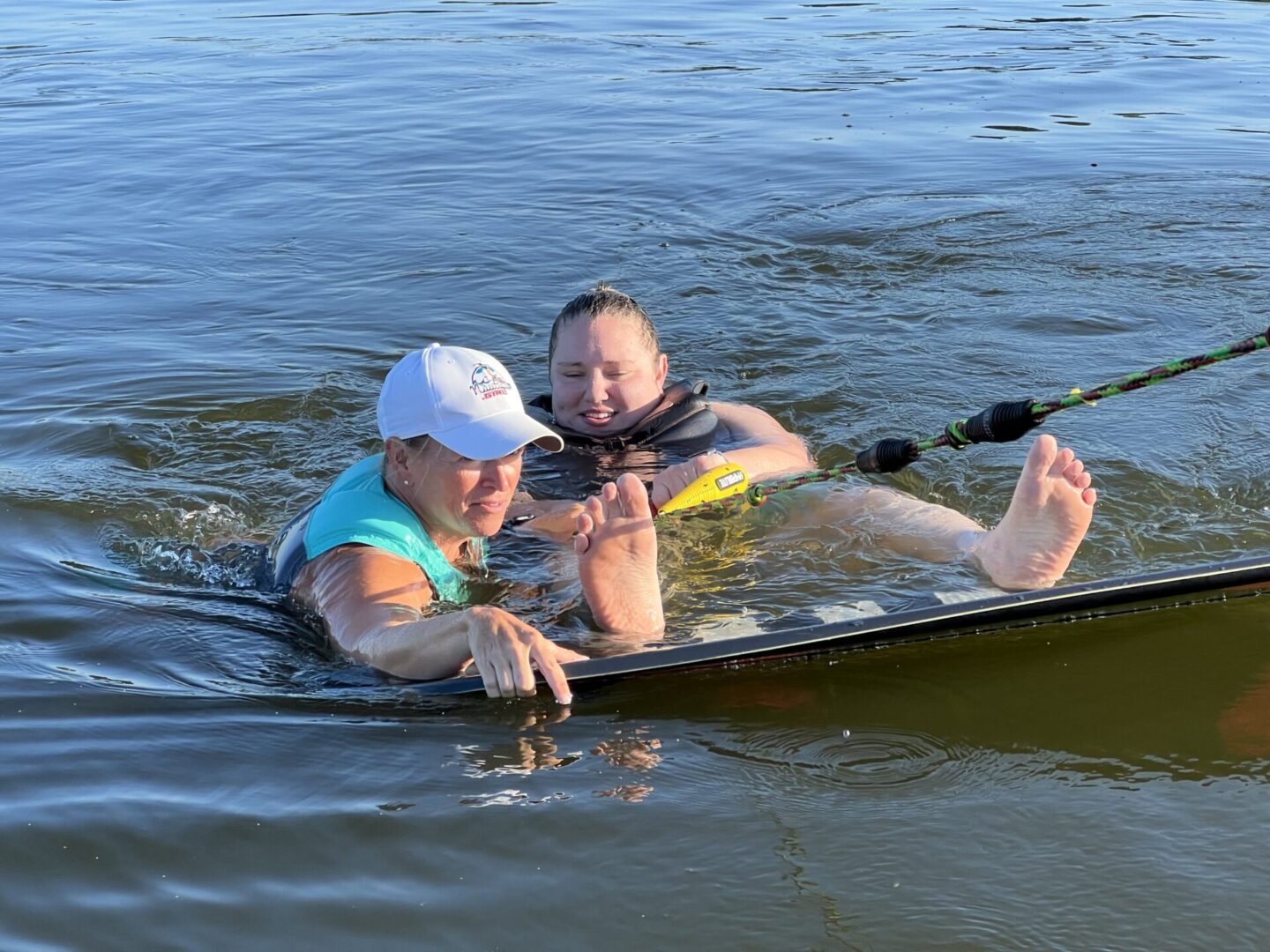 Beginner Wakeboarder Learning